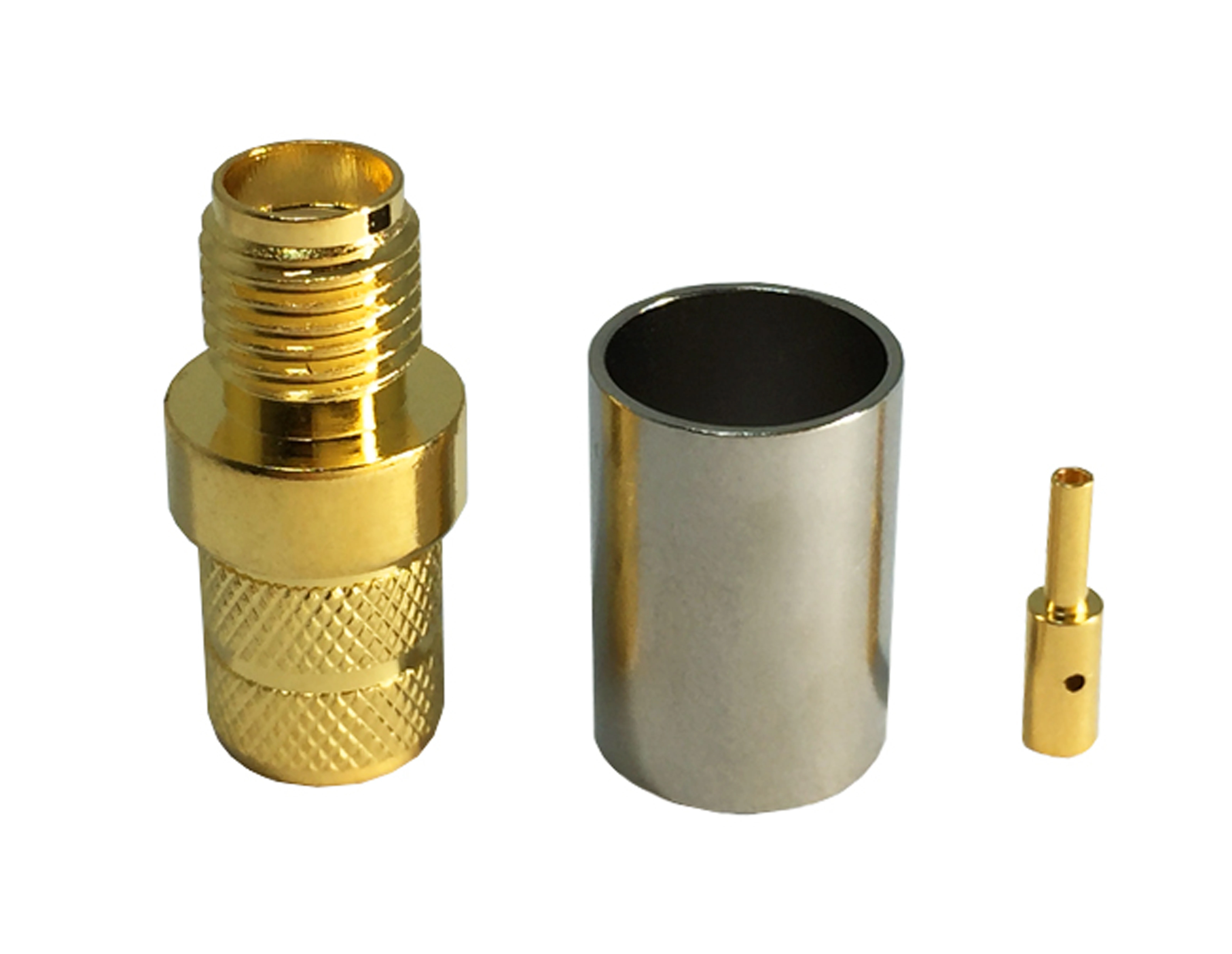 Gold plated SMA female jack crimp rg6 cable rf coaxial connectors factory
