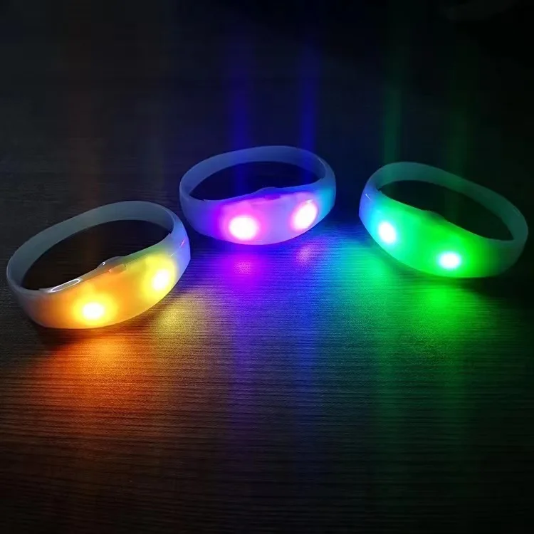 Concert Sound Activated Bracelet 15 Colors Flashing Silicon Led Light Wristband Bracelet for Party