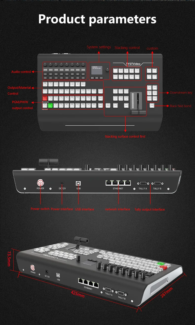 thumbnail image 2 of TYST TY-1500HD Switcher Control Panel For VMix Embedded Video Recording – MIDI HD 2 of 6