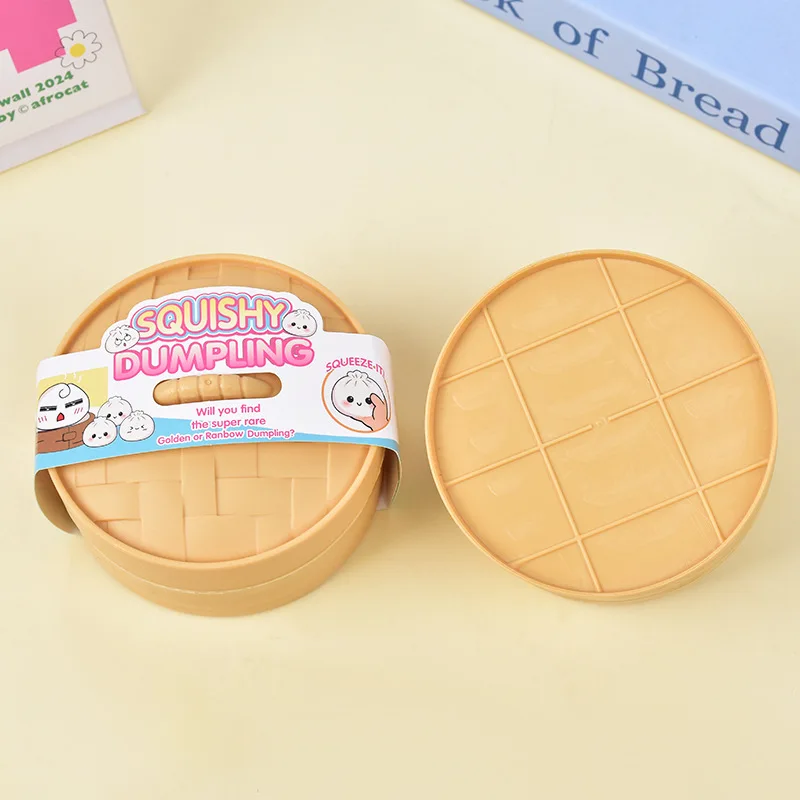 Dumpling Squishy – 3 Baozi En TPR Avec Panier Vapeur, Anti-stress, Pailleté, Pour Bureau Et Enfants