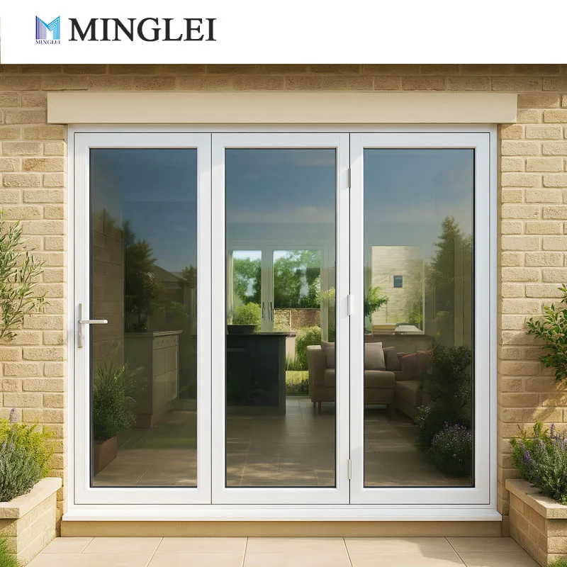 ประตูอะคอร์เดียนกรอบอลูมิเนียมกันพายุเฮอริเคนสำหรับภายนอกประเทศสหรัฐอเมริกา ประตูพับคู่กันเสียงสำหรับภายใน