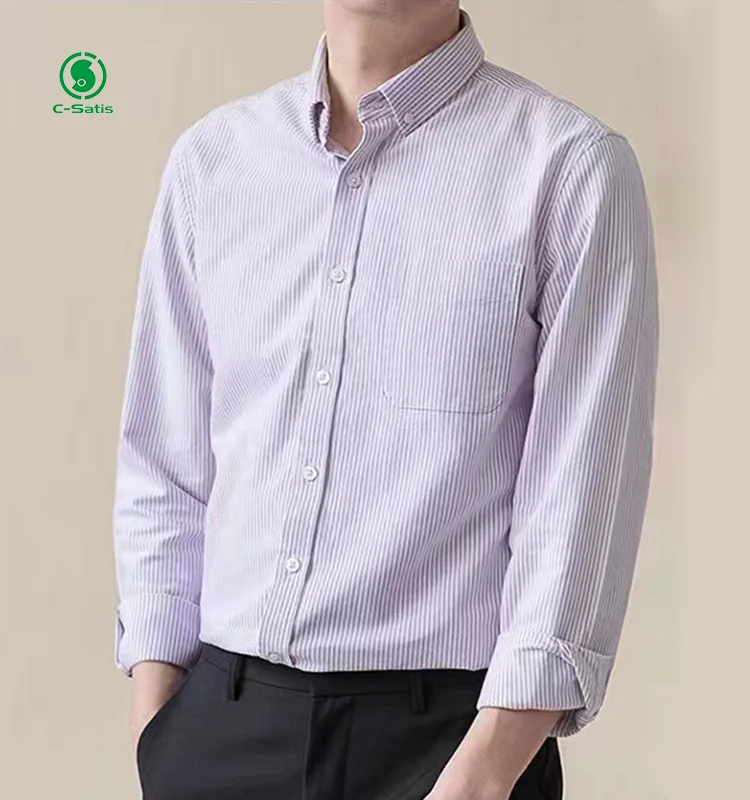 Casual Men's Shirt 100 Cotton Breathable Long Sleeve Shirts For Men