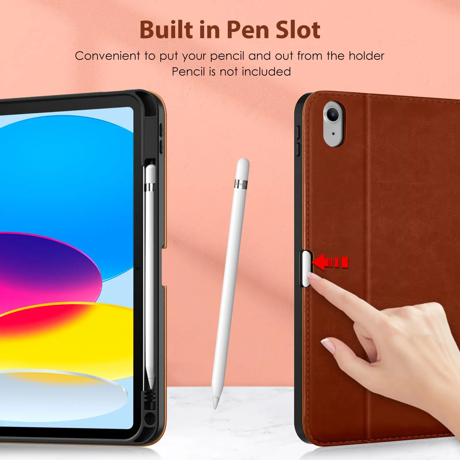 product laudtec for ipad 11th a16 case with keyboard backlit wireless detachable keyboard leather folio cover with pencil holder pocket-7