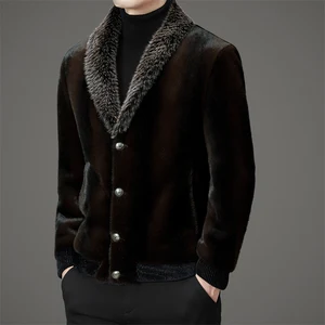 Popular Men Casual Jacket Comfortable Breathable Furry Faux Fur Jacket Coat With Fur Collar