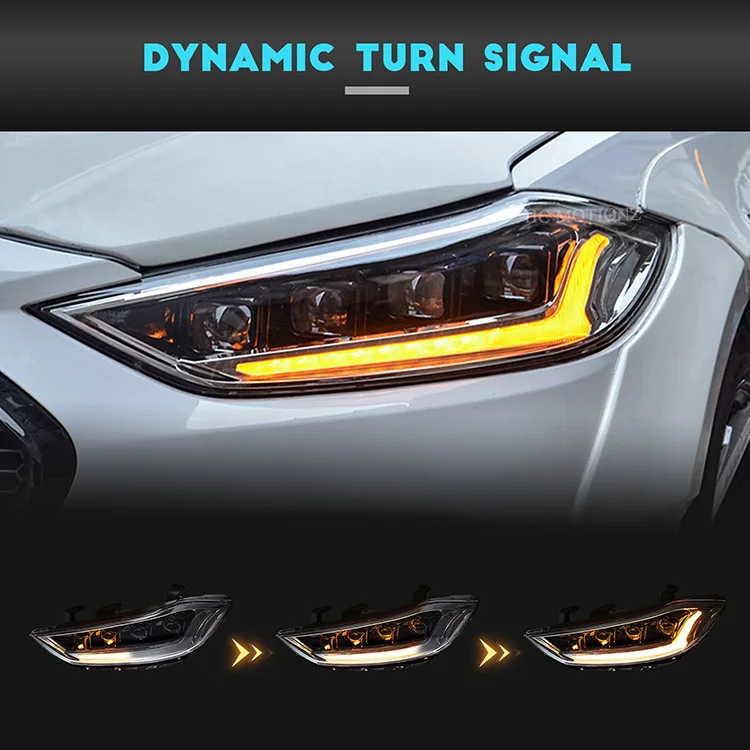 HCmotion Manufacturer 6th Gen Avante Animation DRL Head Lights 4 LED Lens 2016 2017 2018 Front Lamps For Hyundai Elantra