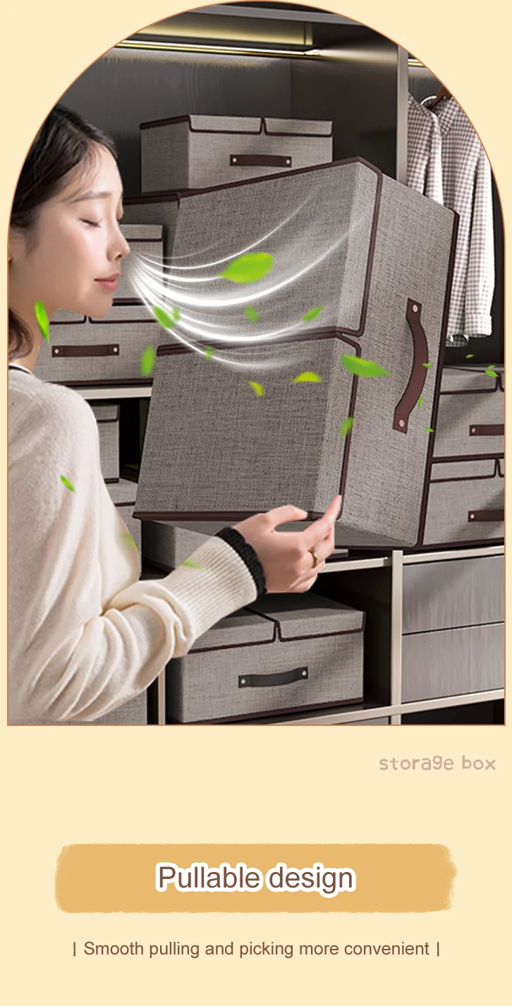 Cotton and Linen Clothes Storage Box,bed Finishing Basket,underwear Storage Box,household Underwear Box Clean and Comfortable details