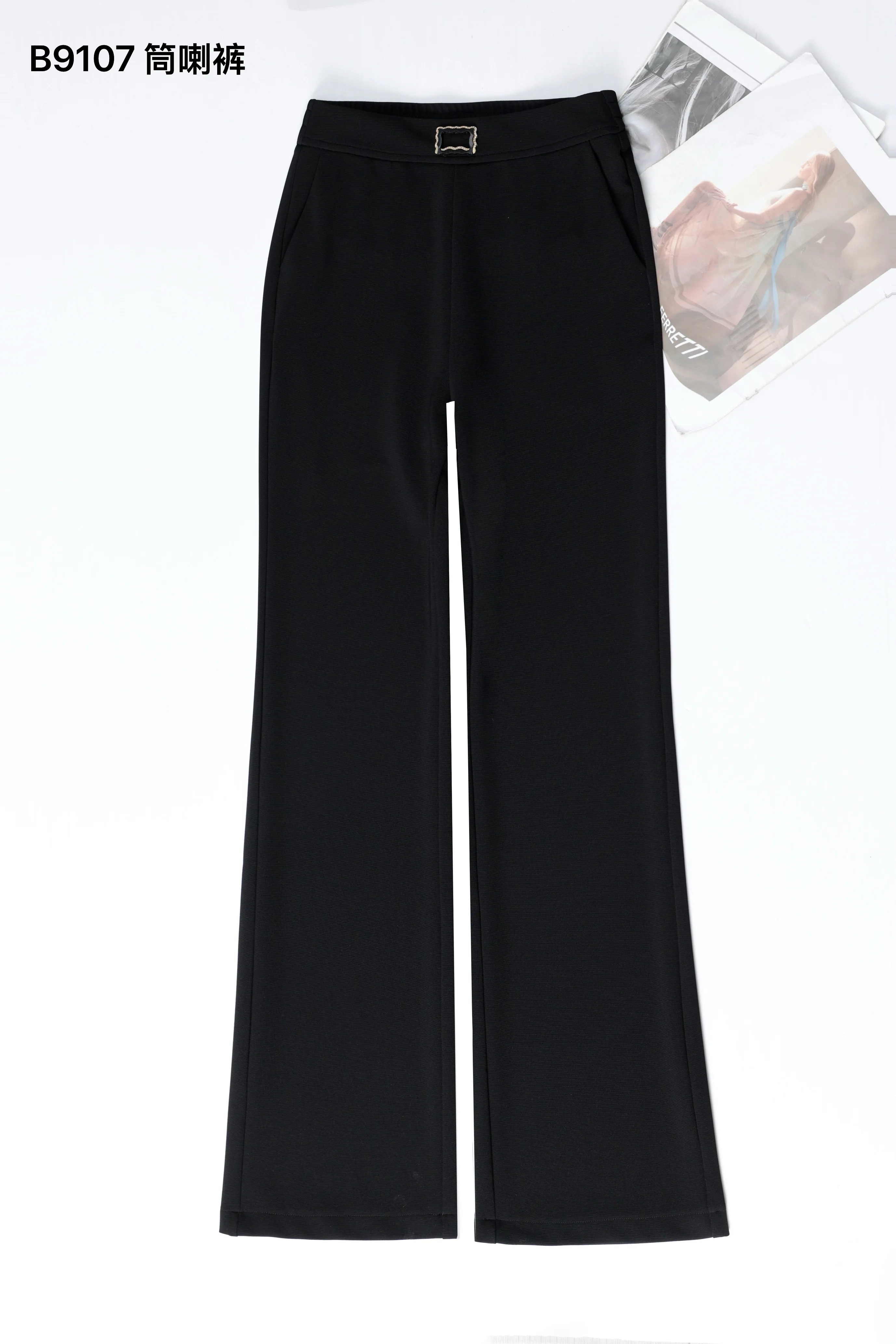 2025 Autumn-Winter Collection - New Loose Straight High-Waist Casual Pants in Size - Slim Fit Design with Solid Pattern