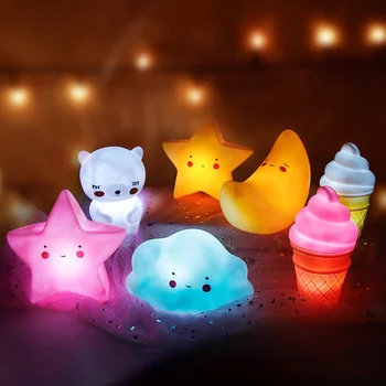 Hot Sale pvc led light cute small kids decor bedroom cartoon animal moon light lamp night light for children
