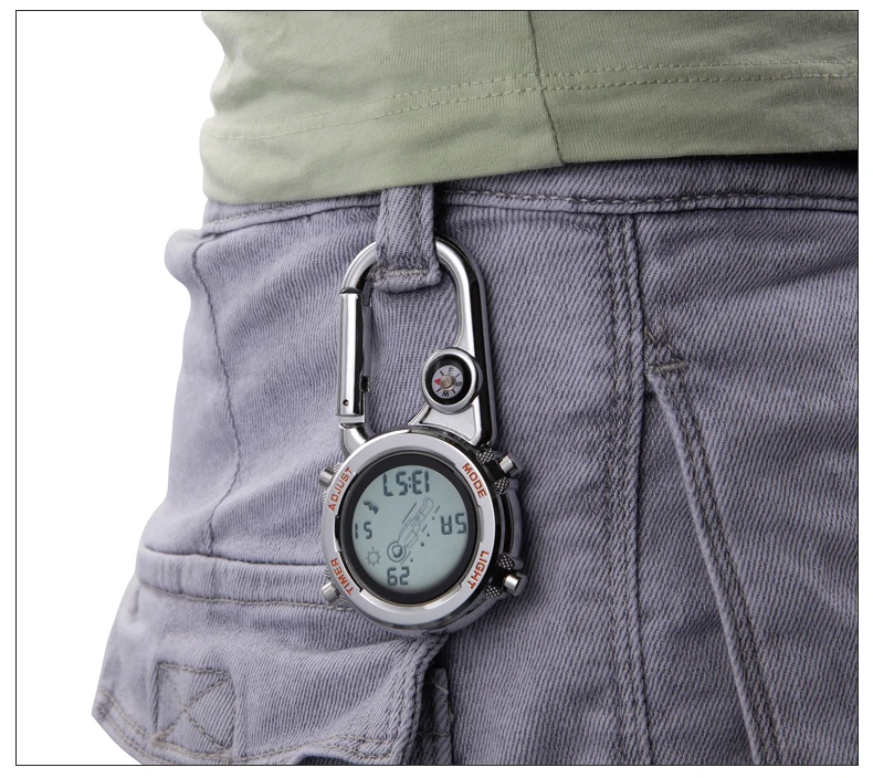 Compass Digital Clip Watch Glow-in-the-Dark Clip Compass