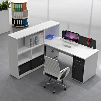 Modern Design Office Furniture Cubicle Office Workstation Set Extendable Steady Features Wooden Panel Office Desk Workstations