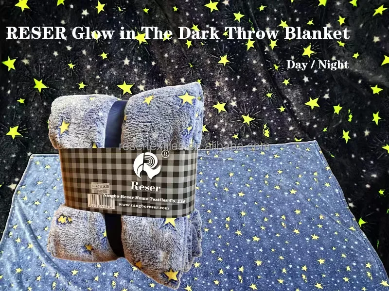 100% Polyester Super Soft Knitted Flannel Glow-in-the-Dark Festival Star Personalized Character Throw Blanket Kids Four Seasons
