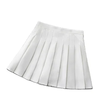Black and white pleated skirt summer solid color female mini skirt high waist lady