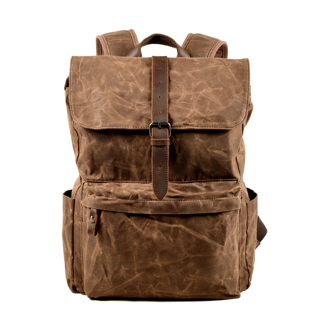 Outdoor travel Waxed Canvas Leather Business bag waterproof men School Backpack