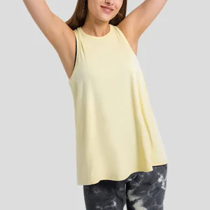 Women's Custom Athletic Gym Tank Top Lightweight Breathable Fitness Tank with Open Back Plain Naked-Feel Design