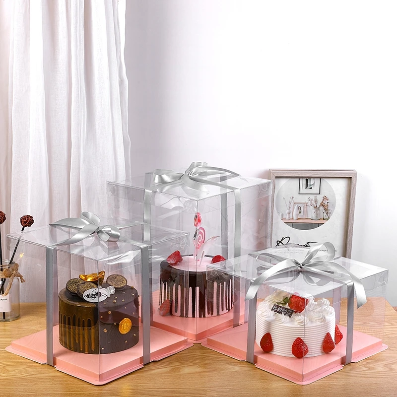 Wholesale Clear Square Birthday With Lid Cake Box Custom Specifications ...