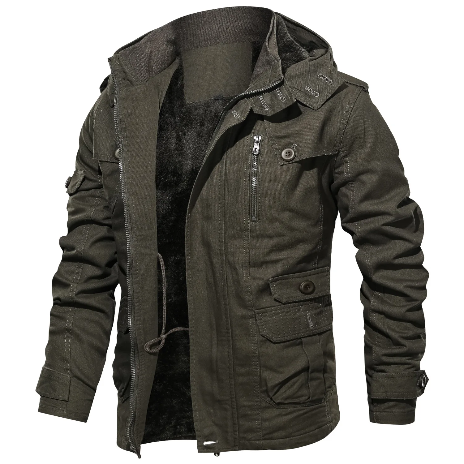 Men's Hooded Jacket Thicken Warm Fleece Winter Jacket For Men_voghion.com