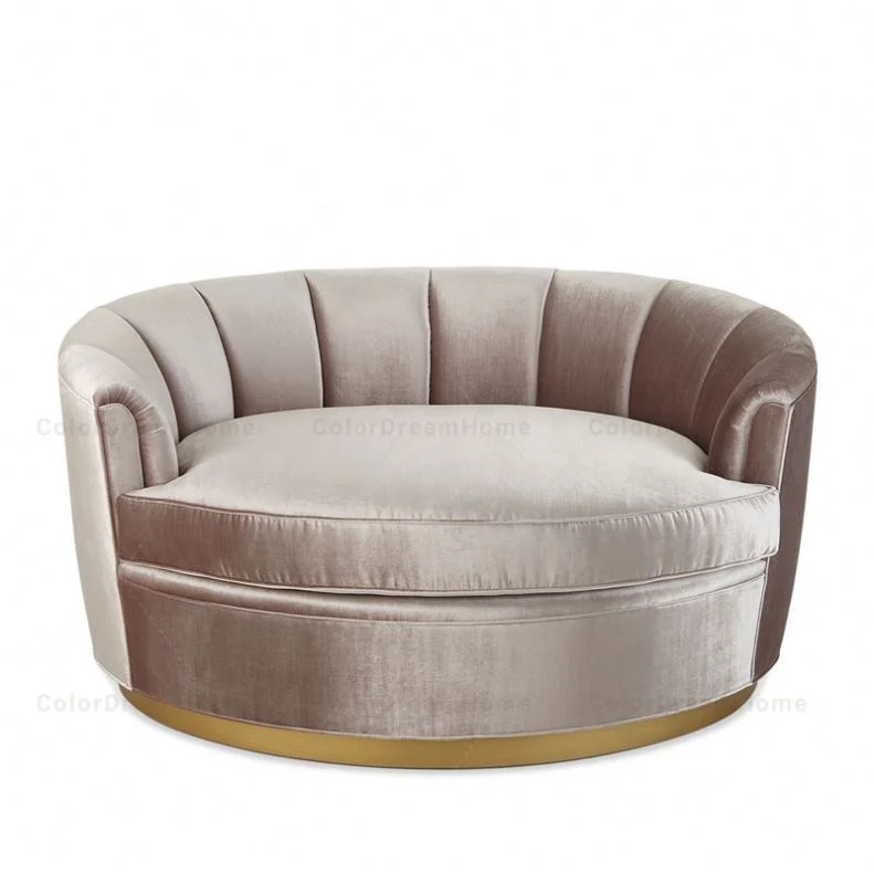Round Single Sofa Set Solid Wood Structure Multiple Color