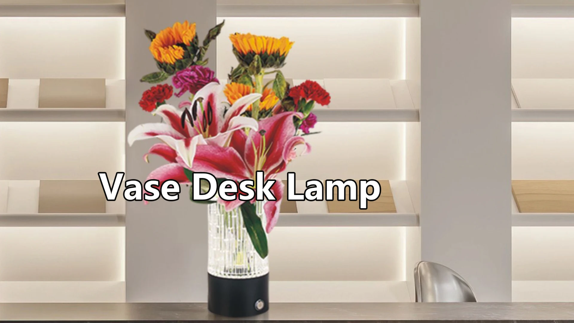 Ribbed Flower Vase Led Table Lamp,Touch Stepless Dimming Usb