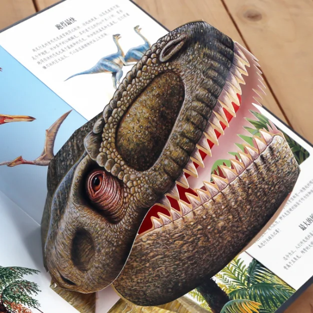 Kids Children Custom Made Printing Collection Preschool English Animal Design Dinosaur Dino Story 3D Flap Picture Pop up Book