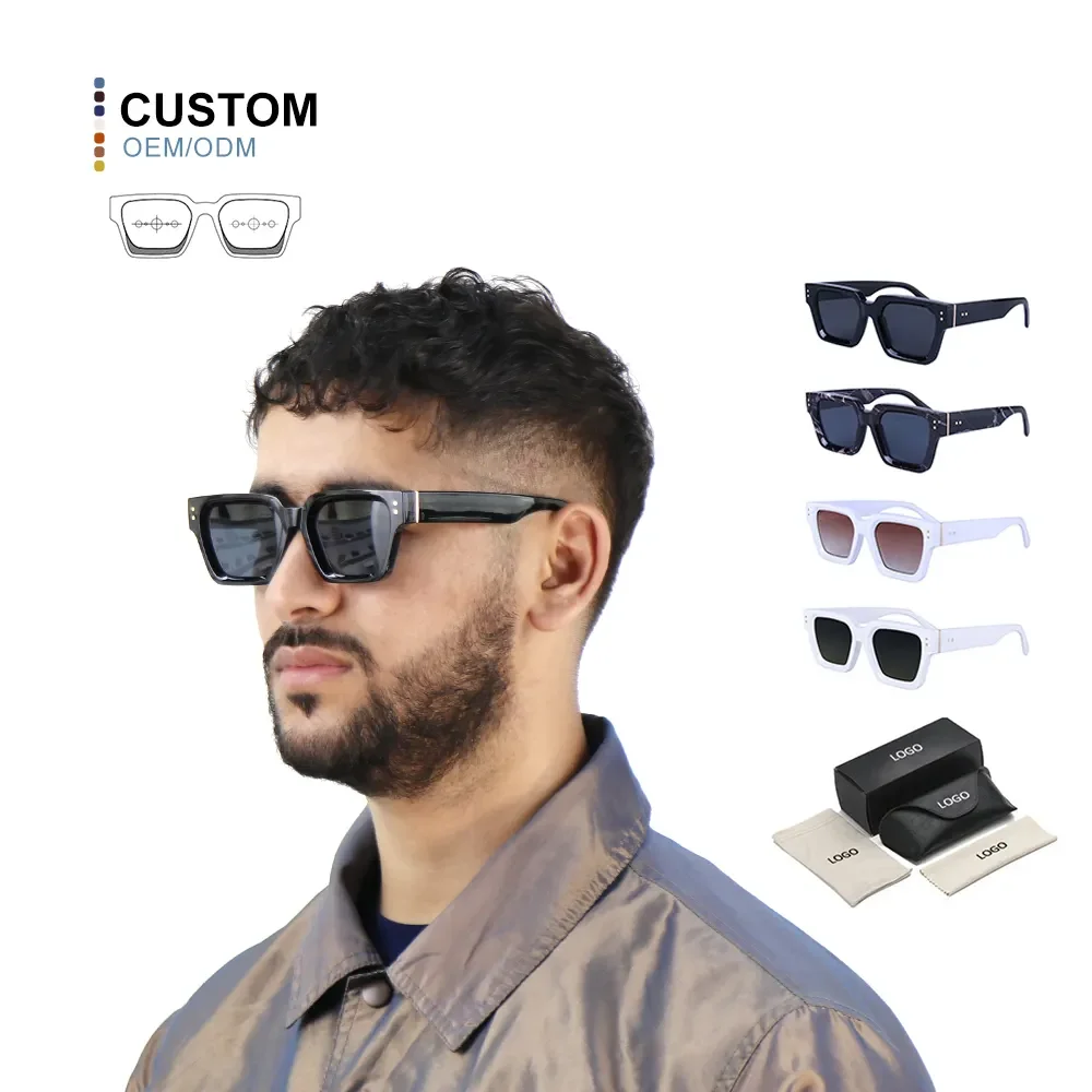 Designer Brand 2025 Rectangular Sunglasses for Men Women Popular Thick Square Custom Sunglasses Logo Promotional Business Gifts