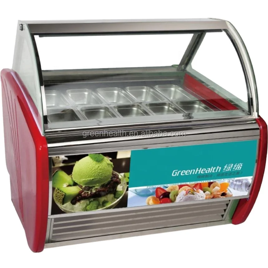 Oem Double Row Gelato Display Freezer Food Grade Ice Cream Refrigerator