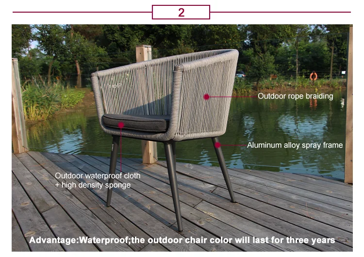 Outdoor Rattan Chair for Garden Frontgate or Balcony Courtyard Usage Waterproof Cloth Robe Braiding Dining Chair of Dining Set