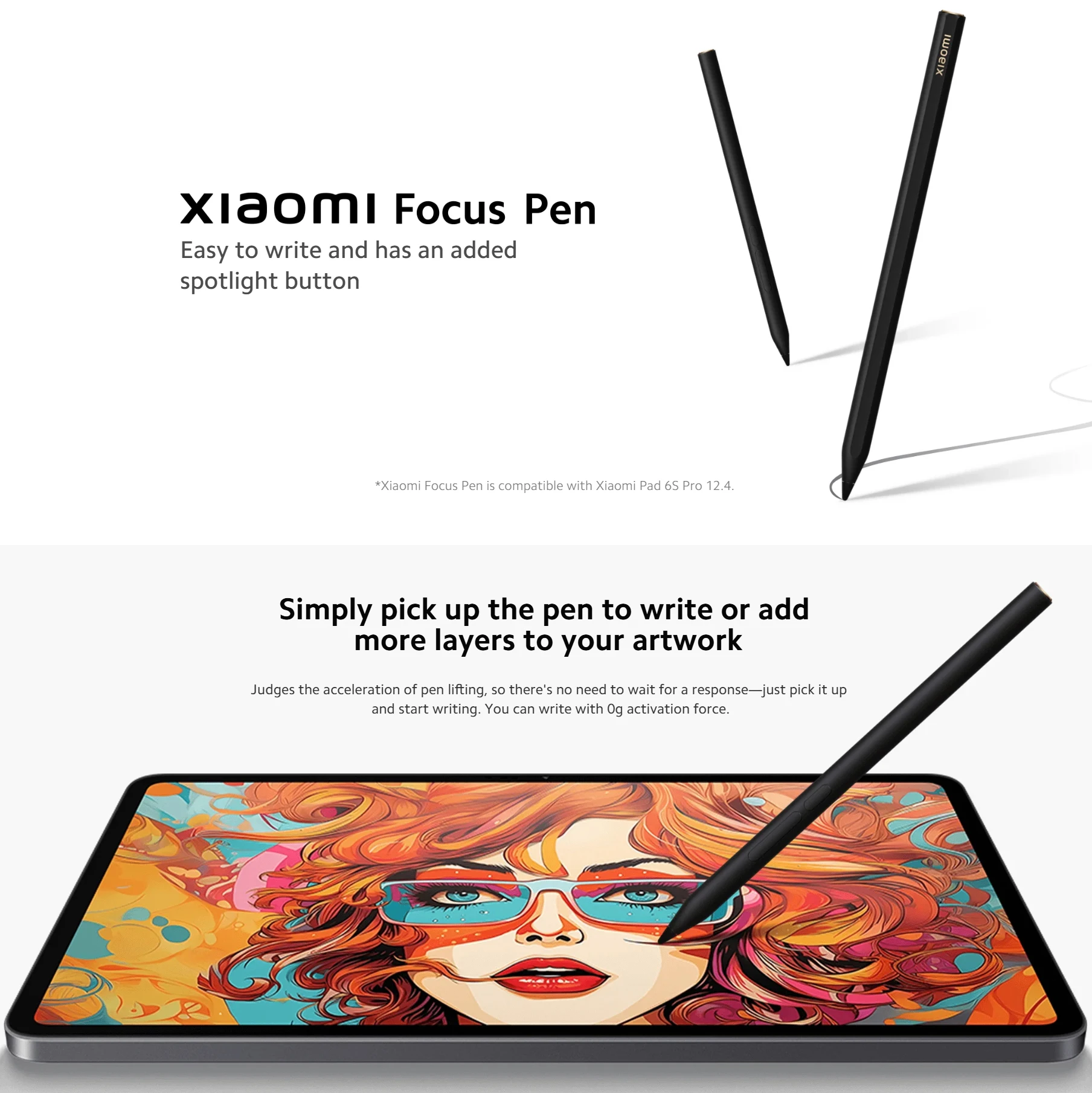 Xiaomi Pad 6S Pro 12.4・Xiaomi Focus Pen Original Xiaomi Focus Stylus Pen Smart Touch S-Pen for Xiaomi Pad