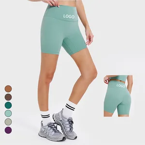 Women's High Waist Yoga Shorts Solid Pattern Three-Quarter Fitness Sports Pants Summer Fitness Clothes Without Awkward Lines