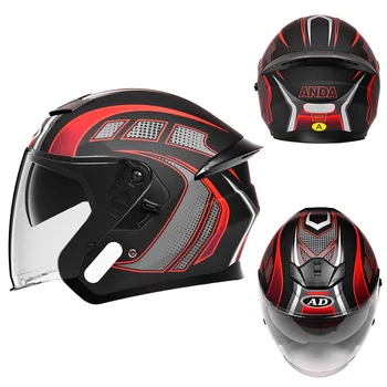 Hot Sale Unisex Customizable AD Motorcycle Half Face Helmet Double Lens ABS Head Guard for Adults Top Accessories