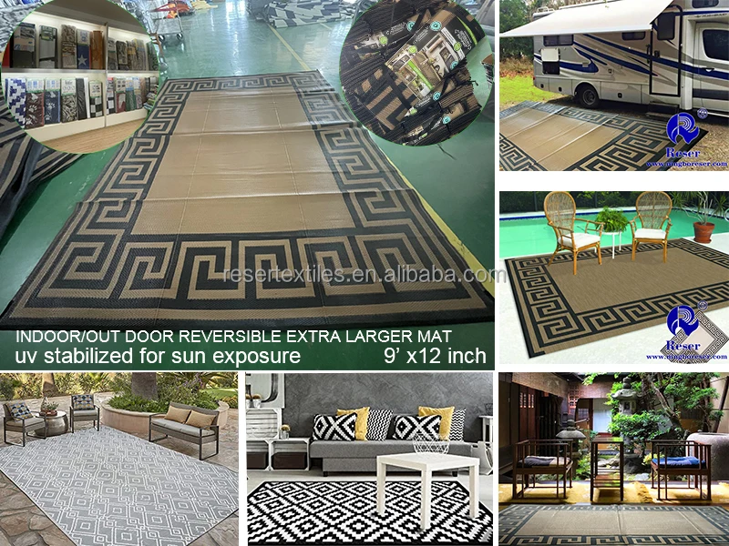 Modern Outdoor Solid Plastic Weaving Home Place Mat Moisture-Resistant Carpet Mat Star Frame Design for Spring Outings Beach