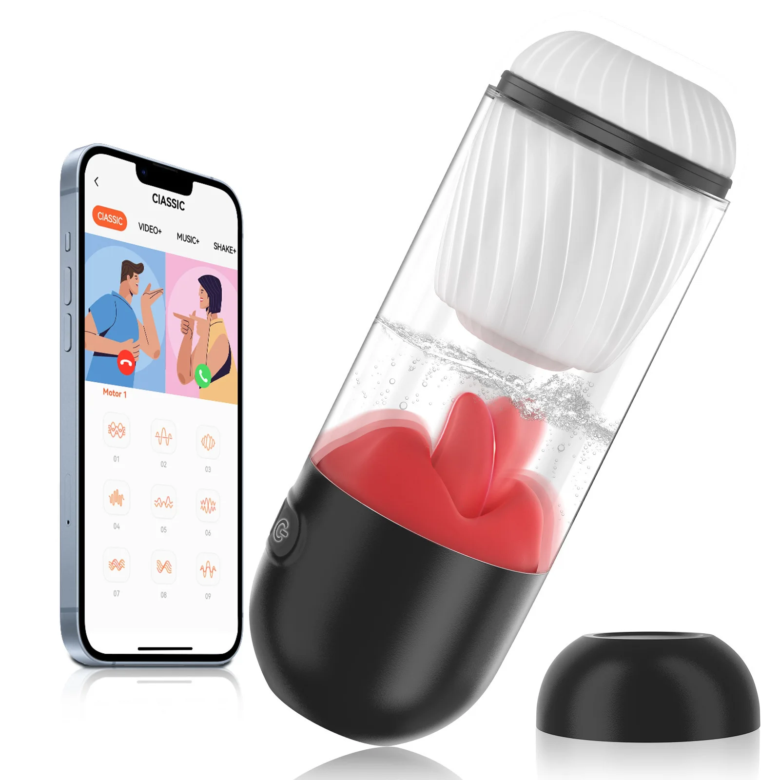 Masturbateur masculin jouet automatique avion tasse app contrôle langue électrique formation tasse hommes jouets sexuels