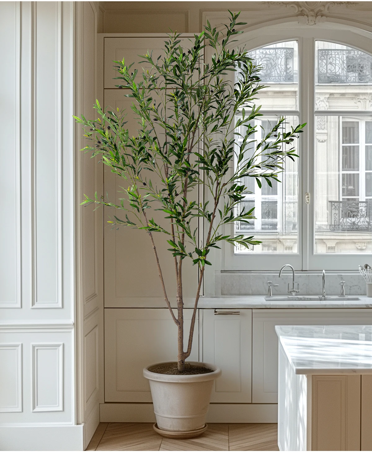 Large Artificial Olive Tree Ficus Leaf Tree Wood Silk Grass Plastic Simulation Home Decorative Landscape Wall Palm Flower supplier