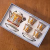 Mediterranean Floral - Ceramic Teapot + 4 Cups and Saucers