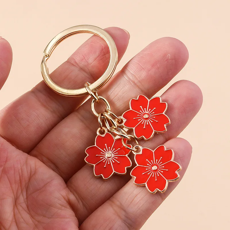 Flower Keychain Cute Handbag Key Chain Cherry Blossoms Keychains Personalized Key Ring Creative Gift for Women Girls Golden