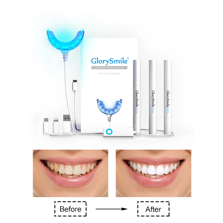 Wholesale Home Teeth Whitener Smartphone USB Led Light Kits Private Logo Teeth Whitening Kit at Home