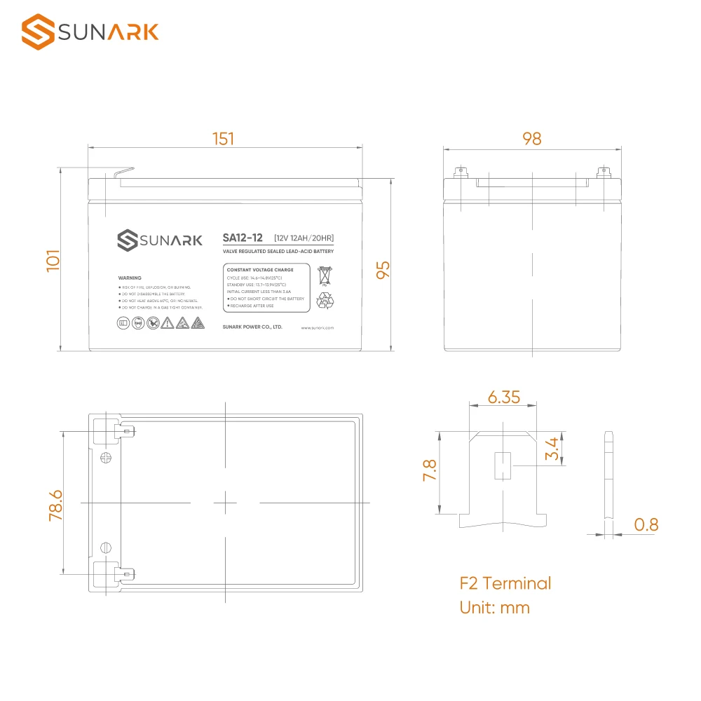SunArk Manufacturer Energy Storage Led Acid Battery 12V 12Ah Exide Battery, image size:1000x1000