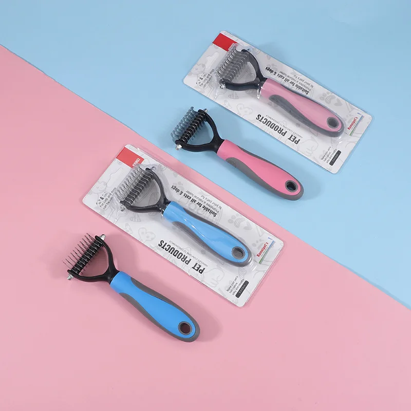 Pets Fur Knot Cutter Dog Grooming Shedding Tools Pet Cat Hair Removal Comb Brush Double Sided Pet Products Comb for Cats