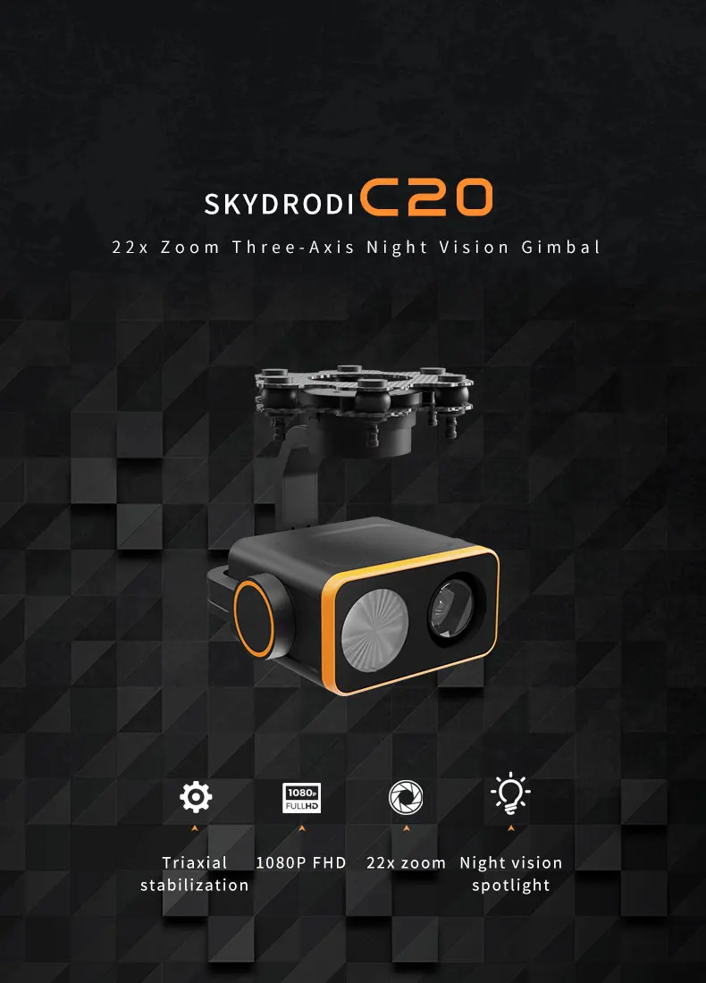 Skydroid C20 Gimbal kamera ile Agricultural Zoom üç eksenli gece görüş uzaktan kumanda tarım VTOL İha için