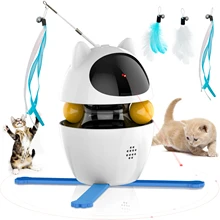 Unipopaw 4-in-1 Smart Electric Laser Interactive Automatic Feather Stick USB Charging Funny Robot Ball Wand Cat Teaser Toy