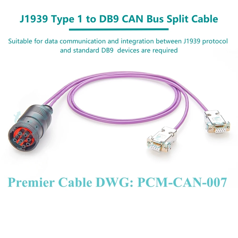 CAN Logger SAE J1939 9 Pin Type 1 Black to Dual DB9 Splitter Y Cable for CANBus Automotive Truck Bus Test Diagnostic