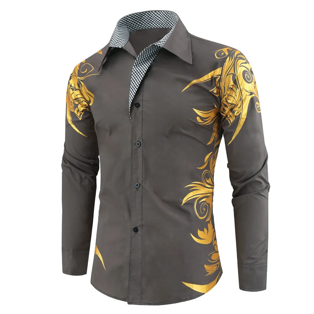 Heißer verkauf Gold Schwarz Hemd Männer Slim Fit Langarm Camisa Masculina Gold Schwarz Chemise Homme Sozialen Männer Club prom Shirt597_voghion.com