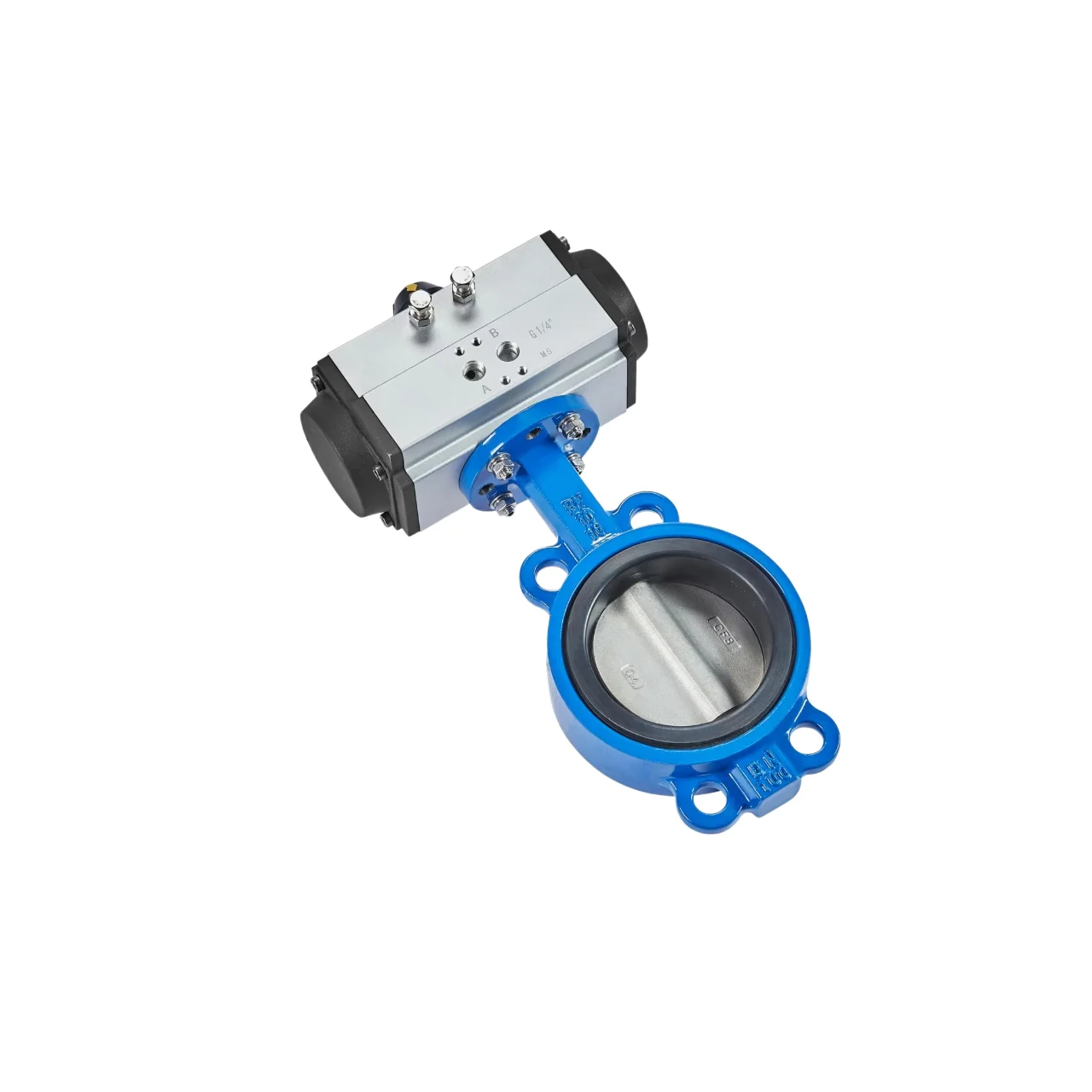 Pneumatic Actuated Butterfly Valve DN50 to DN800 32INCHES to 2INCHES Double Flange Butterfly Valve Pipe Fittings Flap Disc