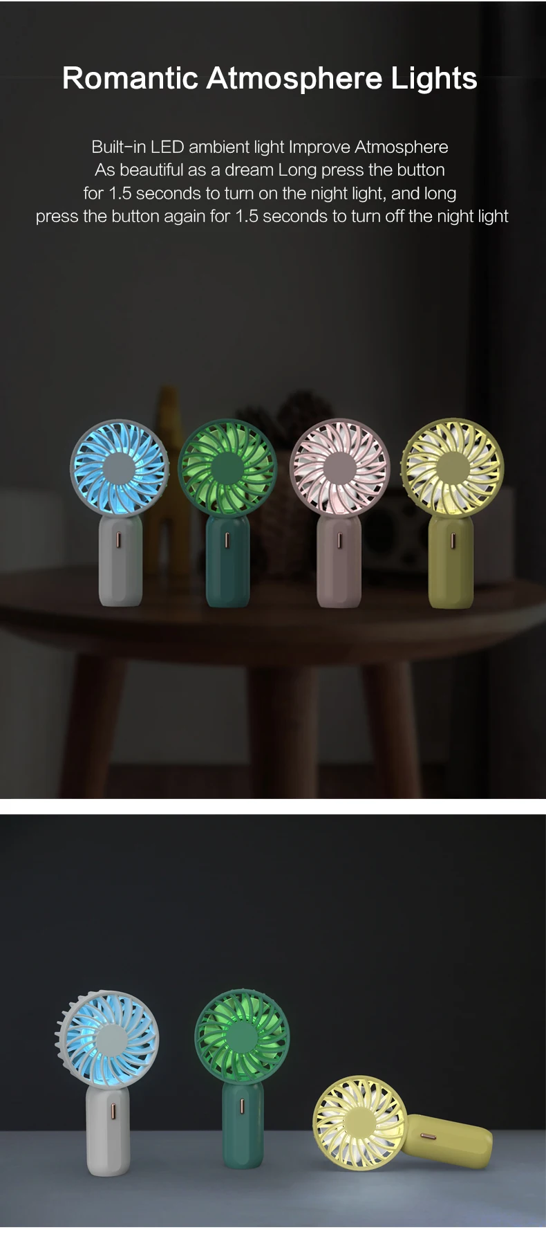 Pink Handheld Usb Fan, Portable, LED - detail 8
