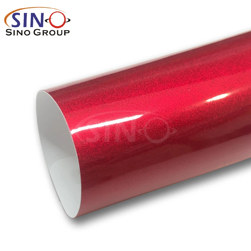 GD-07 Супер Блеск Алмазный блестящий красный воздушный пузырьковый винил для автомобиля