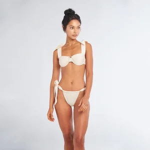 New Summer Custom Print Swimsuit Underwire Pleated Designer Bikini Women Twopiece Waistless Strappy Breathable Waterproof Quick