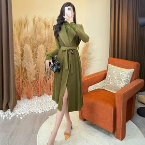 Women's Clothing Wholesale Miyake Pleated Jacket Design Sense Autumn Stretch Casual Solid Color Windbreaker Miyake Pleated Coat