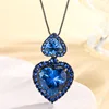 Black gold Blue pointed crystal pendant with chain
