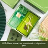 Glass straw cup+Notebook+Signature pen