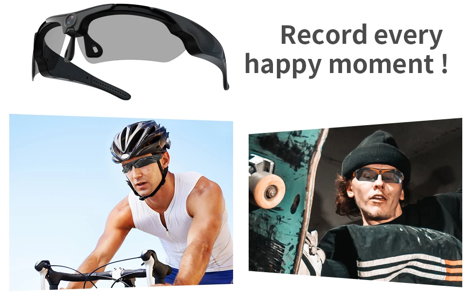 1080P HD Sports  Glasses - Portable Wearable Glasses Camera with Video Recording for Motorcycle Riding & Outdoor Activities