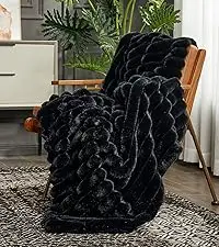 Fluffy Rabbit Faux Fur Throw Blanket Soft Bubble Thick Knitted Cozy for Winter Decorative Gifts for Home Couch Bed Sofa Chair